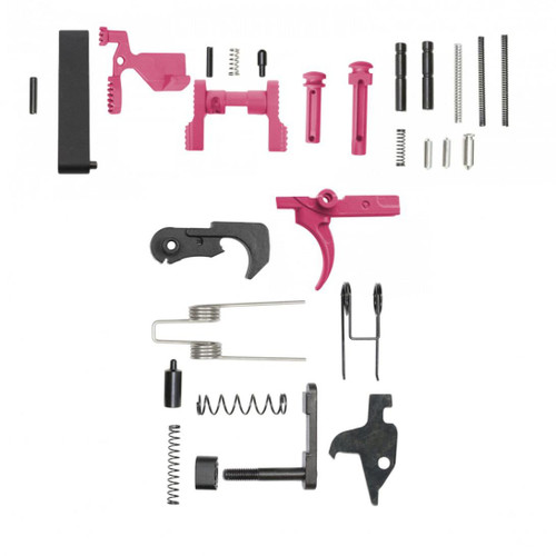 MCS AR-15 Lower Receiver Parts Kit - Cerakote Pink - Without Grip & Screw  MCS AR-15 Lower Receiver Parts Kit - Cerakote Pink - Without Grip & Screw