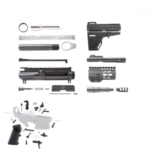 MCS AR 9MM 4.5" PISTOL BUILD KIT W/ 4" KEYMOD RAIL HANDGUARD BCG LPK & SHOCKWAVE BLADE KIT  MCS AR 9MM 4.5" PISTOL BUILD KIT W/ 4" KEYMOD RAIL HANDGUARD BCG LPK & SHOCKWAVE BLADE KIT