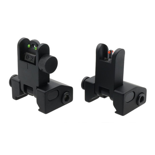 MCS Fiber Optics Flip Up Front & Rear Sights with Red and Green Dots - V1 