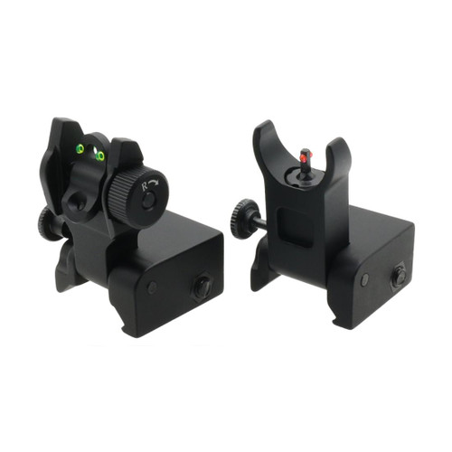 MCS Fiber Optics Flip Up Front & Rear Sights with Red and Green Dots - V2 