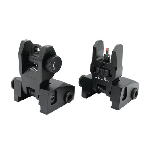 MCS Fiber Optics Flip Up Front & Rear Sights with Red and Green Dots - V3 