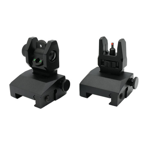 MCS Fiber Optics Flip Up Front & Rear Sights with Red and Green Dots - V3  MCS Fiber Optics Flip Up Front & Rear Sights with Red and Green Dots - V3