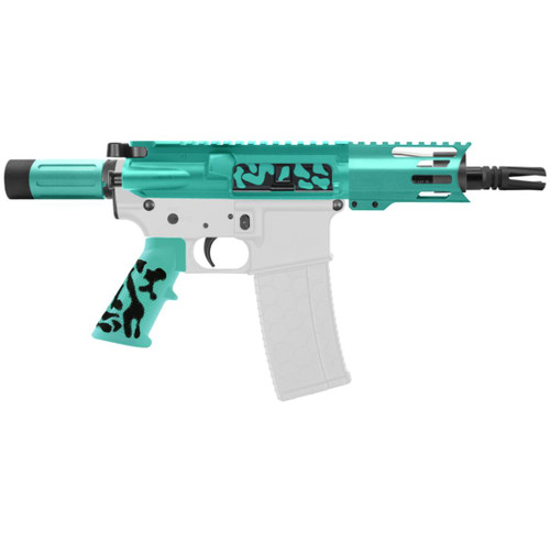 MCS AR-15 5.56 NATO 5'' PISTOL KIT - BILLET UPPER WITH 4'' HANDGUARD C CUT - CERAKOTE ROBINS EGG CAMO  MCS AR-15 5.56 NATO 5'' PISTOL KIT - BILLET UPPER WITH 4'' HANDGUARD C CUT - CERAKOTE ROBINS EGG CAMO