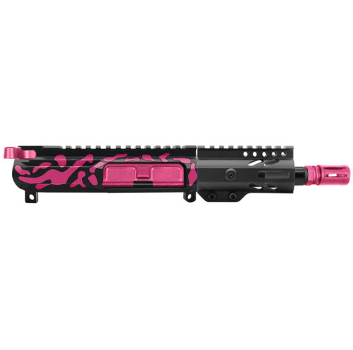 MCS AR-15 5.56 NATO 5'' PISTOL UPPER - BILLET UPPER WITH 4'' SUPER SLIM FREE FLOAT HANDGUARD - CERAKOTE PINK CAMO  MCS AR-15 5.56 NATO 5'' PISTOL UPPER - BILLET UPPER WITH 4'' SUPER SLIM FREE FLOAT HANDGUARD - CERAKOTE PINK CAMO