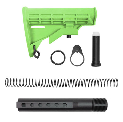 MCS AR-15 .223/5.56 Collapsible Carbine Stock - Cerakote Zombie Green W/ 6-Position Buffer Tube Kit - Mil-Spec 