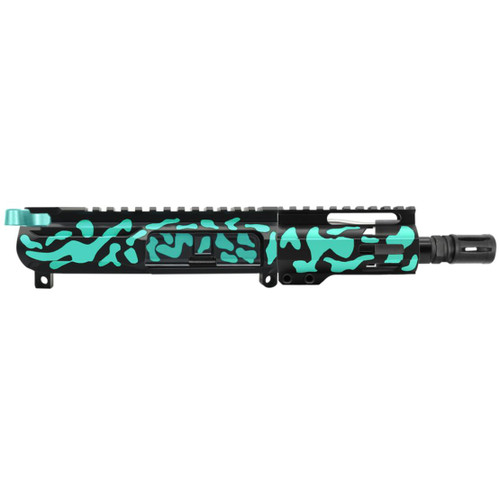 MCS AR-15 5.56 NATO 5'' PISTOL UPPER - BILLET UPPER WITH 4'' HANDGUARD - V2 - CERAKOTE CAMO ROBINS EGG  MCS AR-15 5.56 NATO 5'' PISTOL UPPER - BILLET UPPER WITH 4'' HANDGUARD - V2 - CERAKOTE CAMO ROBINS EGG
