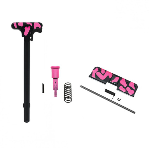 MCS AR-15 Charging Handle Forward Assist and Ejection Cover Door - Cerakote Pink Camo 