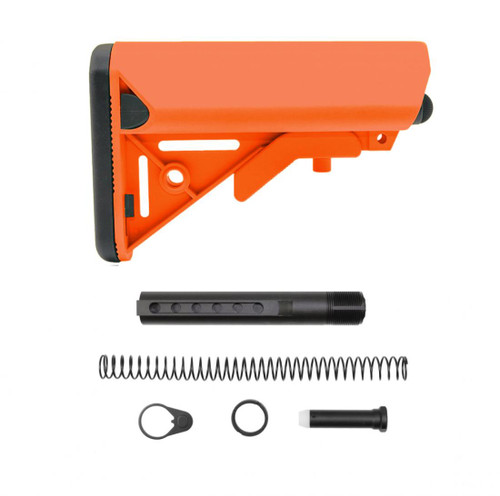 MCS AR-15 SOPMOD Stock Mil-Spec 6-Position Collapsible Buffer Tube Kit - Cerakote Hunter Orange 