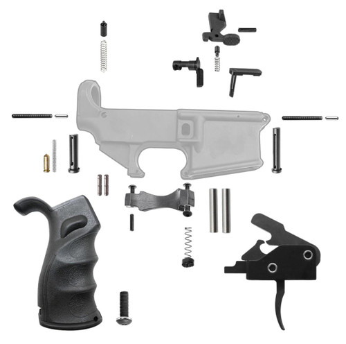 MCS AR-15 Lower Parts Kit w/ Drop-In Trigger, Hybrid Grip, Polymer Trigger Guard, Anti-Walk Pins  MCS AR-15 Lower Parts Kit w/ Drop-In Trigger, Hybrid Grip, Polymer Trigger Guard, Anti-Walk Pins