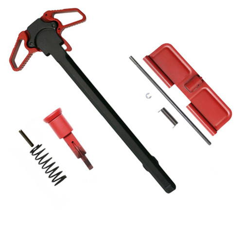 MCS AR-15 Charging Handle Ambidextrous Forward Assist and Ejection Cover Door - Cerakote Red 