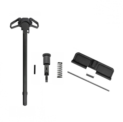 MCS AR-10 LR-308 Charging Handle Ambidextrous Forward Assist and Ejection Cover Door - Black 