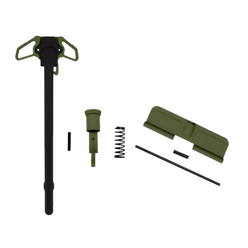 MCS AR-10 LR-308 Charging Handle Ambidextrous Forward Assist and Ejection Cover Door - Cerakote OD Green 