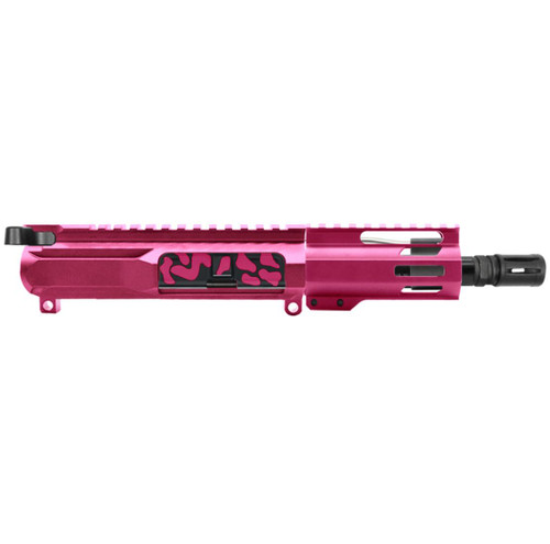 MCS AR-15 5.56 NATO 5'' PISTOL KIT - SIDE CUT BILLET UPPER WITH 4'' HANDGUARD - CERAKOTE CAMO PINK  MCS AR-15 5.56 NATO 5'' PISTOL KIT - SIDE CUT BILLET UPPER WITH 4'' HANDGUARD - CERAKOTE CAMO PINK