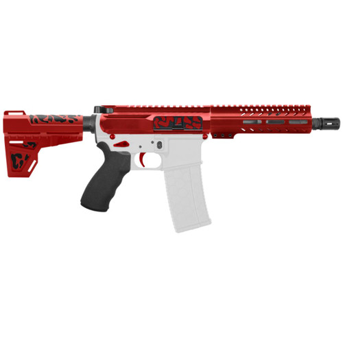 MCS AR-15 5.56 NATO 7.5'' PISTOL KIT - SIDE CUT BILLET UPPER WITH 7'' HANDGUARD - CERAKOTE CAMO RED  MCS AR-15 5.56 NATO 7.5'' PISTOL KIT - SIDE CUT BILLET UPPER WITH 7'' HANDGUARD - CERAKOTE CAMO RED