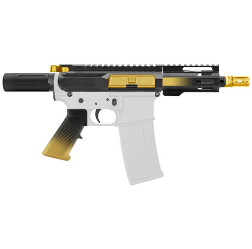 MCS AR-15 5.56 NATO 5'' MICRO PISTOL KIT - SIDE CUT BILLET UPPER WITH 4'' HANDGUARD - CERAKOTE GOLD 