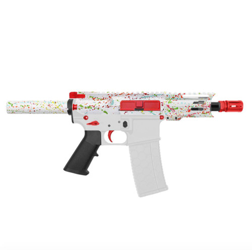MCS AR-15 5.56 NATO 5'' PISTOL KIT - FORGED UPPER WITH 4'' HANDGUARD - CERAKOTE SPLATTER - RED  MCS AR-15 5.56 NATO 5'' PISTOL KIT - FORGED UPPER WITH 4'' HANDGUARD - CERAKOTE SPLATTER - RED