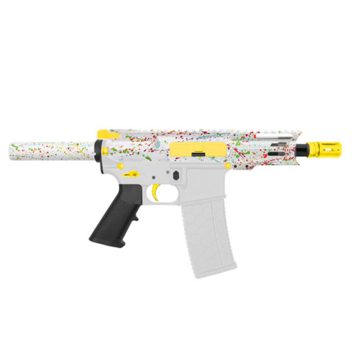 MCS AR-15 5.56 NATO 5'' PISTOL KIT - FORGED UPPER WITH 4'' HANDGUARD - CERAKOTE SPLATTER - LEMON ZEST 