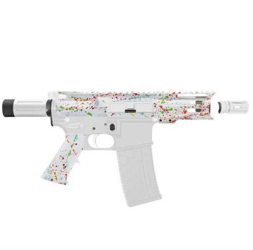 MCS AR-15 5.56 NATO 5'' MICRO PISTOL KIT - FORGED UPPER - 4" COMBAT M-LOK HANDGAURD - CERAKOTE SPLATTER - WHITE 