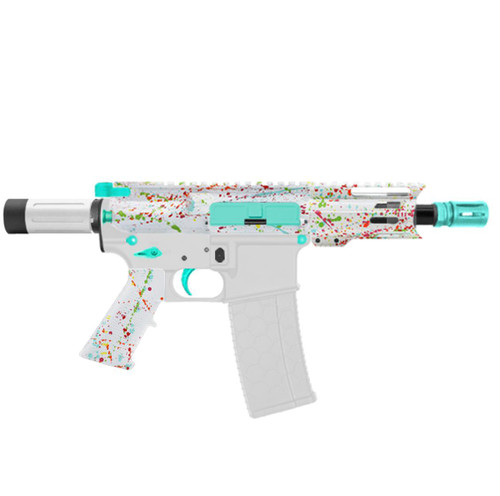 MCS AR-15 5.56 NATO 5'' MICRO PISTOL KIT - FORGED UPPER - 4" COMBAT M-LOK HANDGAURD - CERAKOTE SPLATTER - ROBINS EGG 