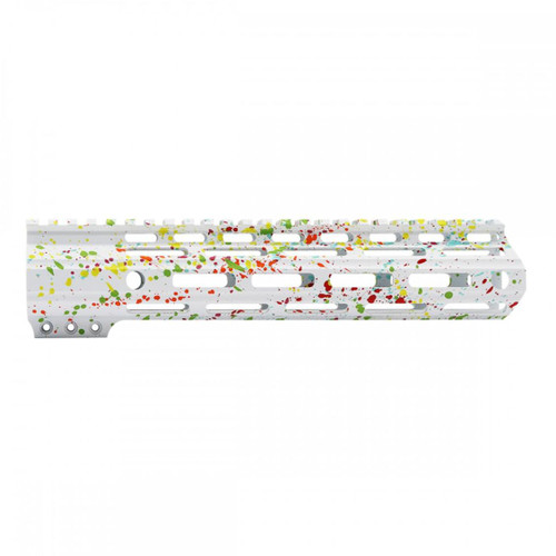 MCS AR-15 M-LOK 10" INCH ANGLE CUT CLAMP ON HANDGUARD - BASE WHI - PATTERN - RGB -RED - PNK - ORG - LEM - ZBG - CERAKOTE SPLATTER 