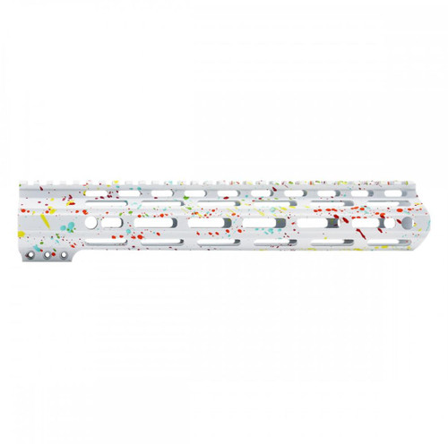 MCS AR-15 M-LOK 12" INCH ANGLE CUT CLAMP ON HANDGUARD - BASE WHI - PATTERN - RGB -RED - PNK - ORG - LEM - ZBG - CERAKOTE SPLATTER 
