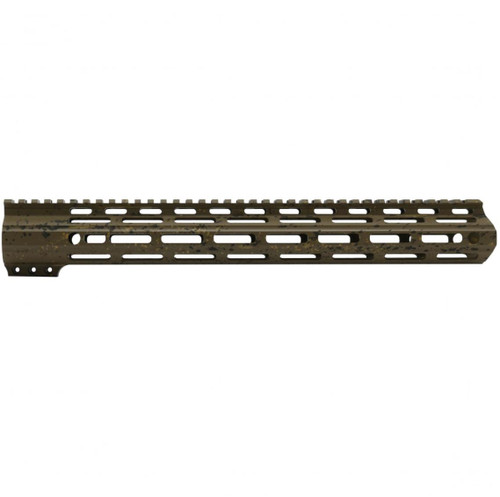 MCS AR-15 M-LOK 15" ANGLE CUT CLAMP ON HANDGUARD - BASE FDE - PATTERN - BBR - ODG - GOLD - CERAKOTE SPLATTER 