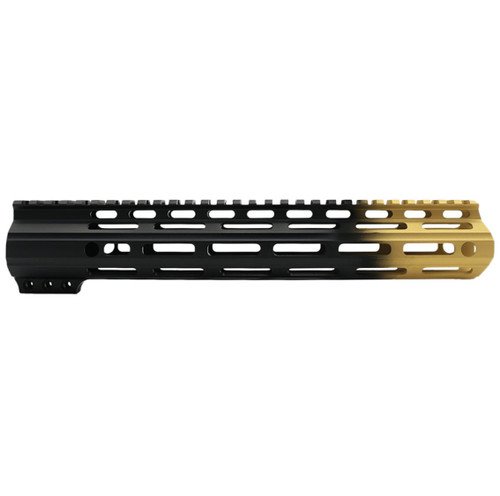 MCS AR-15 12" ANGLE CUT CLAMP ON M-LOK HANDGUARD - CERAKOTE GRADIENT - BASE BLACK - GOLD 