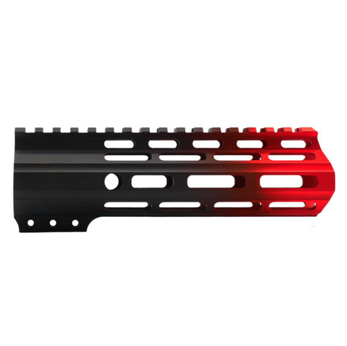 MCS AR-15 7" ANGLE CUT CLAMP ON M-LOK HANDGUARD - CERAKOTE GRADIENT - BASE BLACK - RED 