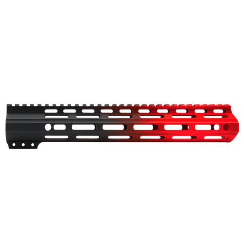 MCS AR-15 12" ANGLE CUT CLAMP ON M-LOK HANDGUARD - CERAKOTE GRADIENT - BASE BLACK - RED 