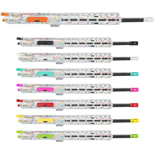 MCS AR-15 5.56 NATO 16'' FORGED UPPER WITH 12" Angle Cut Clamp on M-Lok Handguard - CERAKOTE WHI SPLATTER - UPPER ASSEMBLY 