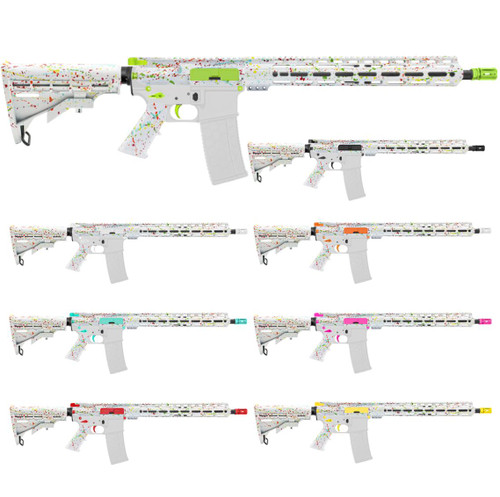 MCS AR-15 5.56 NATO 16'' CARBINE KIT - FORGED UPPER WITH 15" Angle Cut Clamp on M-Lok Handguard - CERAKOTE WHI SPLATTER  MCS AR-15 5.56 NATO 16'' CARBINE KIT - FORGED UPPER WITH 15" Angle Cut Clamp on M-Lok Handguard - CERAKOTE WHI SPLATTER