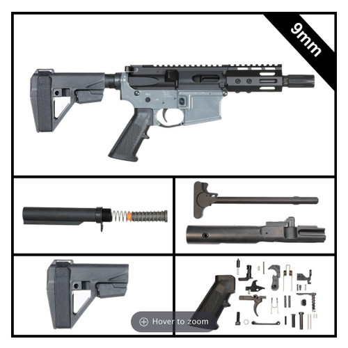 MCS AR-15 "VAPOR 2" 5-INCH 9MM PISTOL FULL BUILD KIT W/ SBA 5 BRACE 