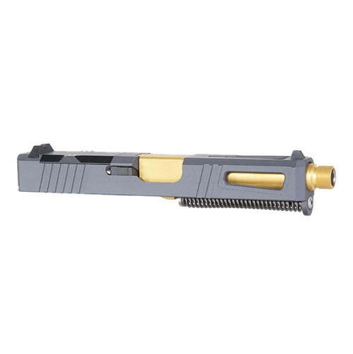 MCS 9MM COMPLETE SLIDE KIT 'GOLD STRIKE - SUPPRESSOR READY' - GLOCK 19 GEN 1-3 COMPATIBLE 