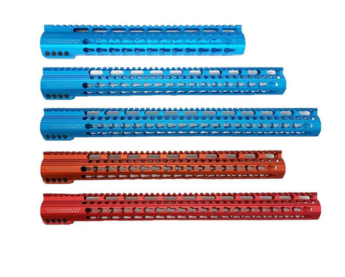 AR-15 Red Anodized Free Float Keymod Handguard - 19.5 Inch