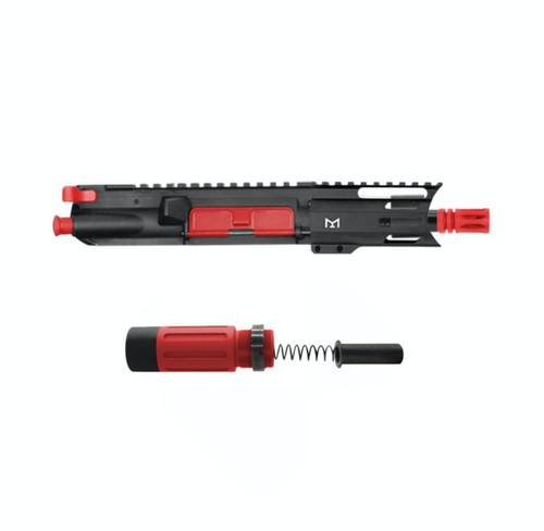 MCS AR-15 5" 5.56 NATO UPPER ASSEMBLY WITH SHORT BUFFER SYSTEM - CERAKOTE RED  MCS AR-15 5" 5.56 NATO UPPER ASSEMBLY WITH SHORT BUFFER SYSTEM - CERAKOTE RED