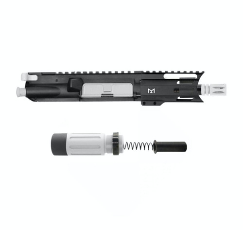 MCS AR-15 5" 5.56 NATO UPPER ASSEMBLY WITH SHORT BUFFER SYSTEM - CERAKOTE WHITE  MCS AR-15 5" 5.56 NATO UPPER ASSEMBLY WITH SHORT BUFFER SYSTEM - CERAKOTE WHITE