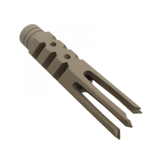 MCS AR-15/.223/5.56 Extended Length 4" Zombie Slayer Muzzle Brake - Cerakote FDE  MCS AR-15/.223/5.56 Extended Length 4" Zombie Slayer Muzzle Brake - Cerakote FDE