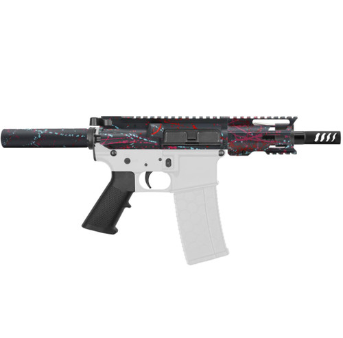 MCS AR-15 5.56 NATO 5'' PISTOL KIT - FORGED UPPER WITH 4" M-LOK HANDGUARD - CERAKOTE SPLATTER - PINK - GRAY - RED - RBG 