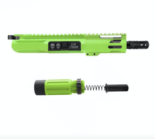 MCS AR-15 5.56 NATO SPOOKY 5'' PISTOL UPPER - FORGED UPPER WITH 3.5 SHORT BUFFER SYSTEM - CERAKOTE  ZOMBIE GREEN 