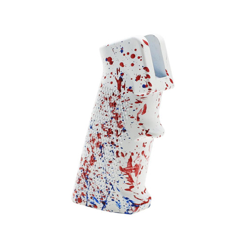 MCS AR-15 STANDARD A2 PISTOL GRIP - BASE BRIGHT WHITE - PATTERN - BLUE FLAME - RED - CERAKOTE SPLATTER 