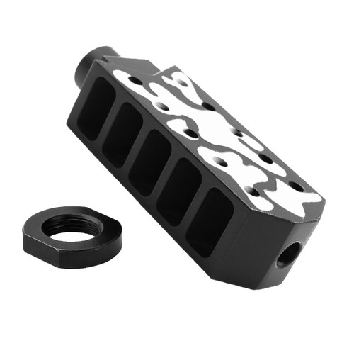 MCS AR-15/.223/5.56 Barrett Style "Tanker" Extended Length Muzzle Brake with Jam Nut - Bright White Cerakote Camo  MCS AR-15/.223/5.56 Barrett Style "Tanker" Extended Length Muzzle Brake with Jam Nut - Bright White Cerakote Camo