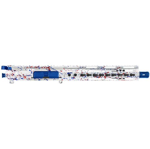 MCS AR-15 5.56 NATO 10.5'' SPLAT PISTOL UPPER - FORGED UPPER W/ 10" Handguard - CERAKOTE WHI-BR SPLATTER - BLUE FLAME  MCS AR-15 5.56 NATO 10.5'' SPLAT PISTOL UPPER - FORGED UPPER W/ 10" Handguard - CERAKOTE WHI-BR SPLATTER - BLUE FLAME