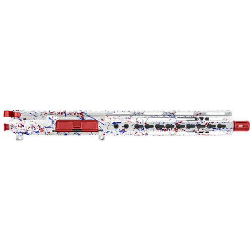 MCS AR-15 5.56 NATO 10.5'' SPLAT PISTOL UPPER - FORGED UPPER W/ 10" Handguard - CERAKOTE WHI-BR SPLATTER - RED  MCS AR-15 5.56 NATO 10.5'' SPLAT PISTOL UPPER - FORGED UPPER W/ 10" Handguard - CERAKOTE WHI-BR SPLATTER - RED