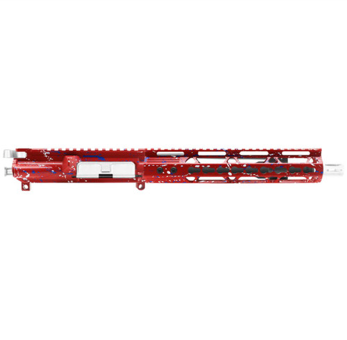 MCS AR-15 5.56 NATO 10.5'' SPLAT PISTOL UPPER - FORGED UPPER W/ 10" Handguard - CERAKOTE RED-BR SPLATTER - WHITE  MCS AR-15 5.56 NATO 10.5'' SPLAT PISTOL UPPER - FORGED UPPER W/ 10" Handguard - CERAKOTE RED-BR SPLATTER - WHITE