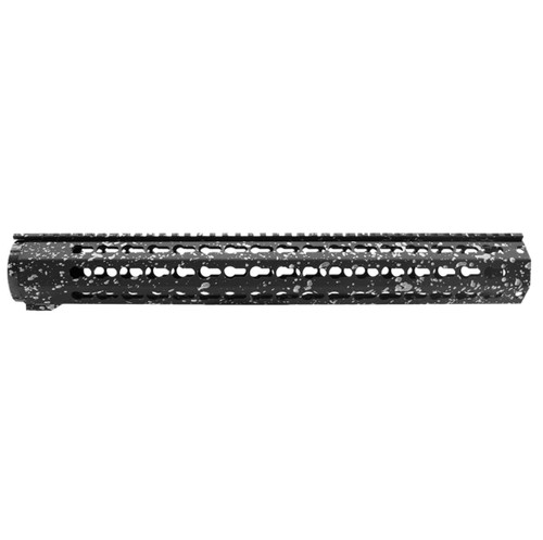 MCS AR-15 Keymod 16" Extra Long Free Float Handguard - Base Black - Pattern - Glacier Silver - Cerakote Splatter 