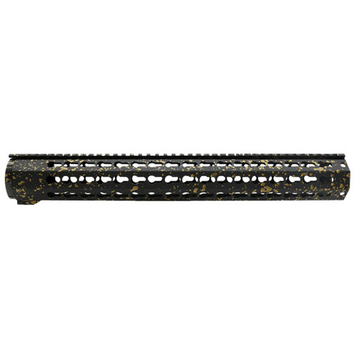 MCS AR-15 Keymod 16" Extra Long Free Float Handguard - Base Black - Pattern - Gold - Cerakote Splatter 