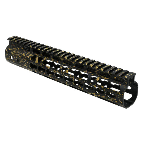 MCS AR-15 10'' Light Weight Keymod Handguard - Base Black - Pattern - Gold - Cerakote Splatter 