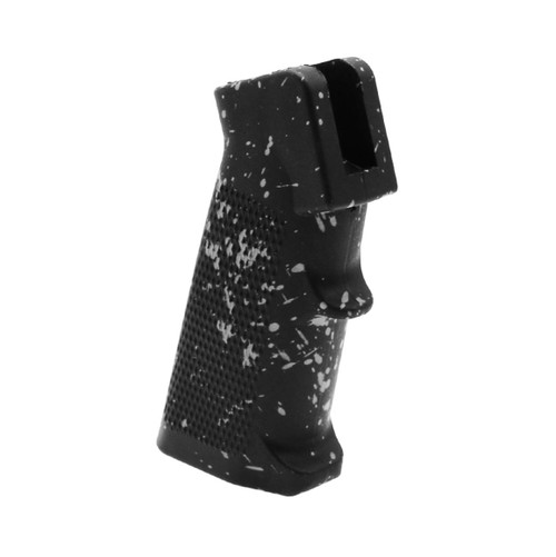 MCS AR-15 STANDARD A2 PISTOL GRIP - BASE BLACK - PATTERN - SILVER - CERAKOTE SPLATTER  MCS AR-15 STANDARD A2 PISTOL GRIP - BASE BLACK - PATTERN - SILVER - CERAKOTE SPLATTER