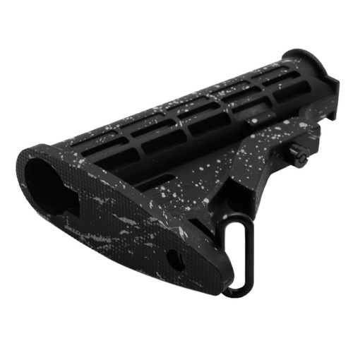 MCS AR-15 Collapsible Standard Version Stock Body - Mil Spec - Base Black - Pattern - SILVER - CERAKOTE SPLATTER 