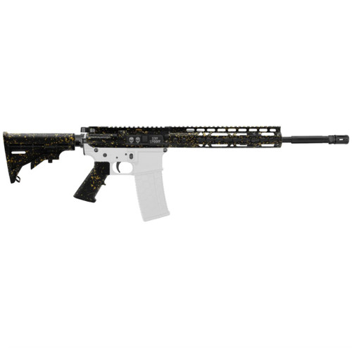 MCS AR-15 SPLATTER BLACK W/ GOLD 5.56 NATO 16'' CARBINE KIT - FORGED UPPER WITH 10" HANDGUARD - BLACK PARTS - CERAKOTE  MCS AR-15 SPLATTER BLACK W/ GOLD 5.56 NATO 16'' CARBINE KIT - FORGED UPPER WITH 10" HANDGUARD - BLACK PARTS - CERAKOTE